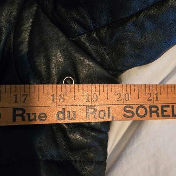 NWOT Sly & Co 100% real leather and fur winter puffer coat medium - Picture 7 of 10